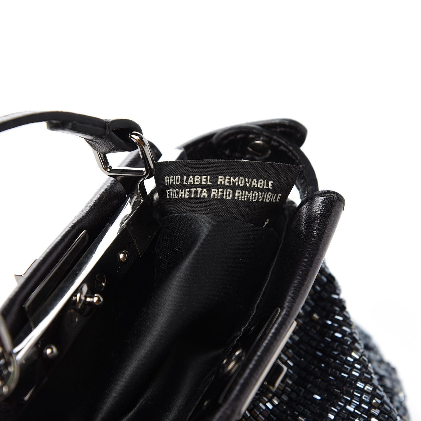 Laminated Goatskin Beaded Micro Peekaboo Iconic Satchel Canna di Fucile Black