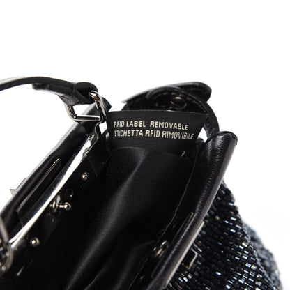 Fendi Laminated Goatskin Beaded Micro Peekaboo Iconic Satchel Canna di Fucile Black 8 of 10