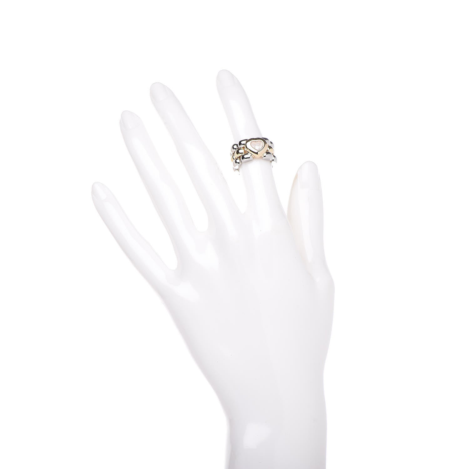 Chopard 18K Yellow Gold Stainless Steel Happy Diamonds Heart Ring 47 4 2 of 4