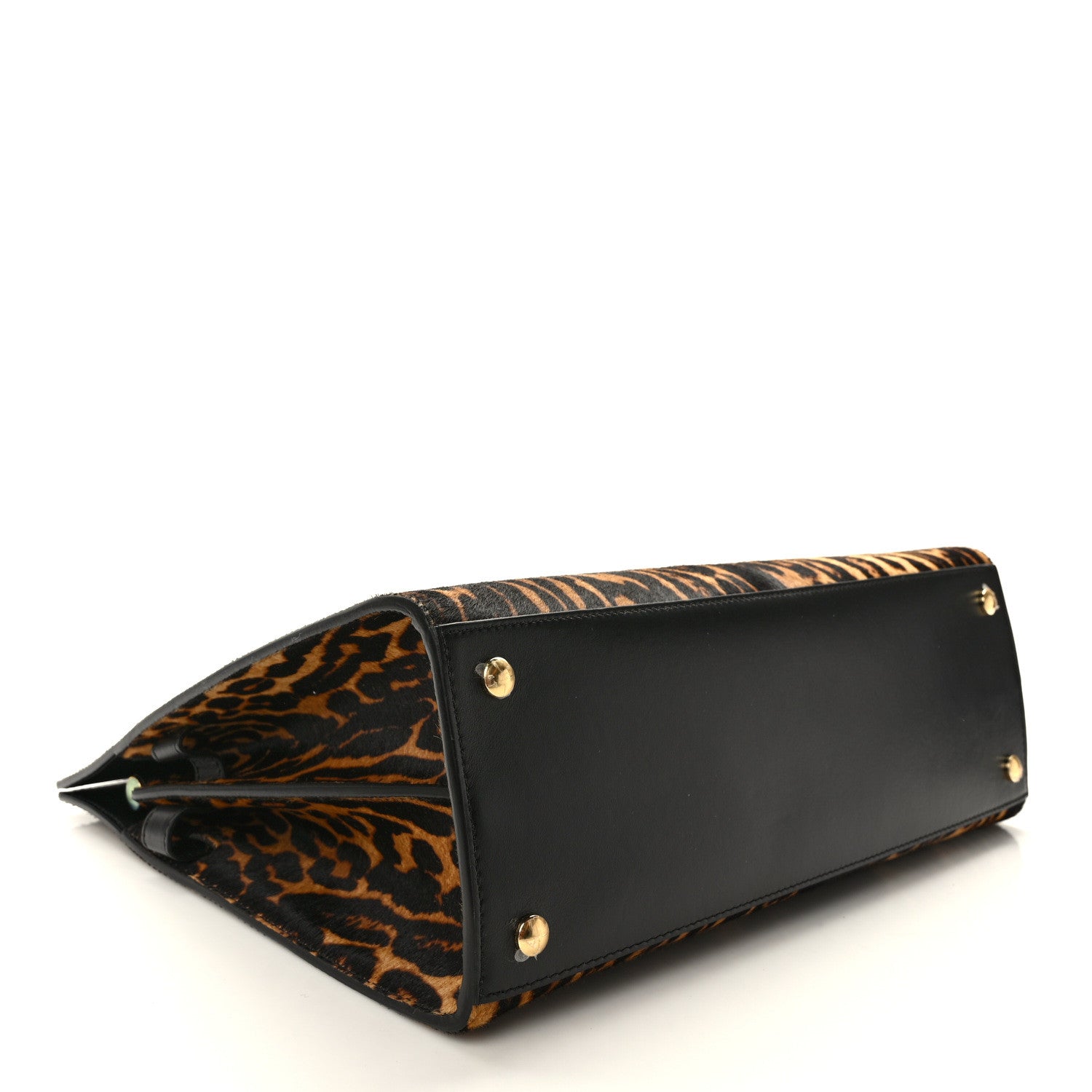 Burberry Calf Hair Leopard Print Medium Title Bag Black 4 of 8