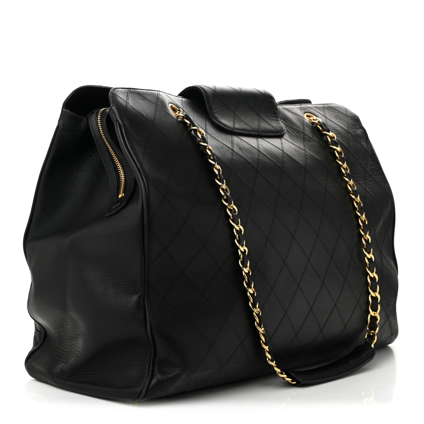 Calfskin Stitched XL Weekender Black