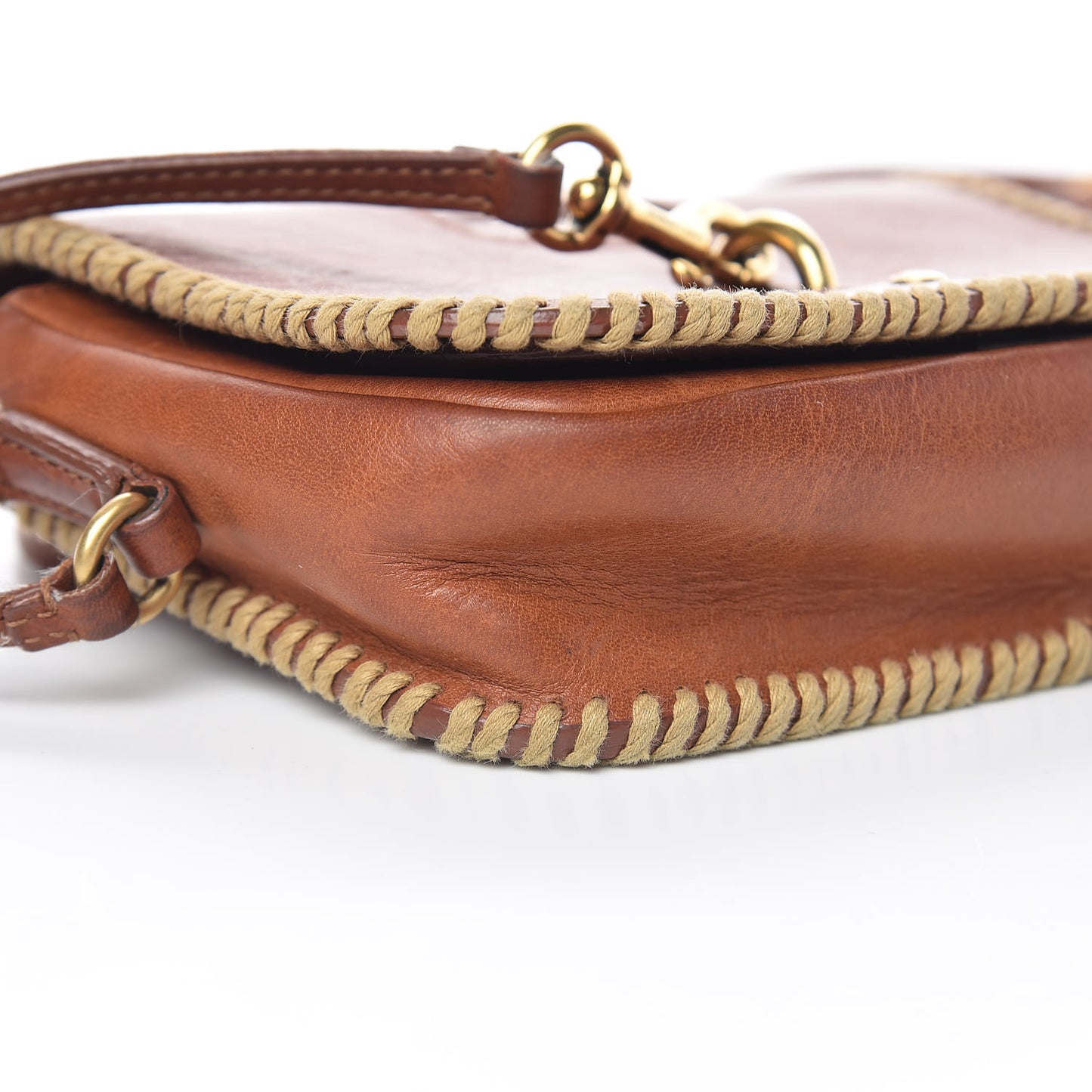 Calfskin Whipstitch Toy Charlotte Messenger Bag Cognac