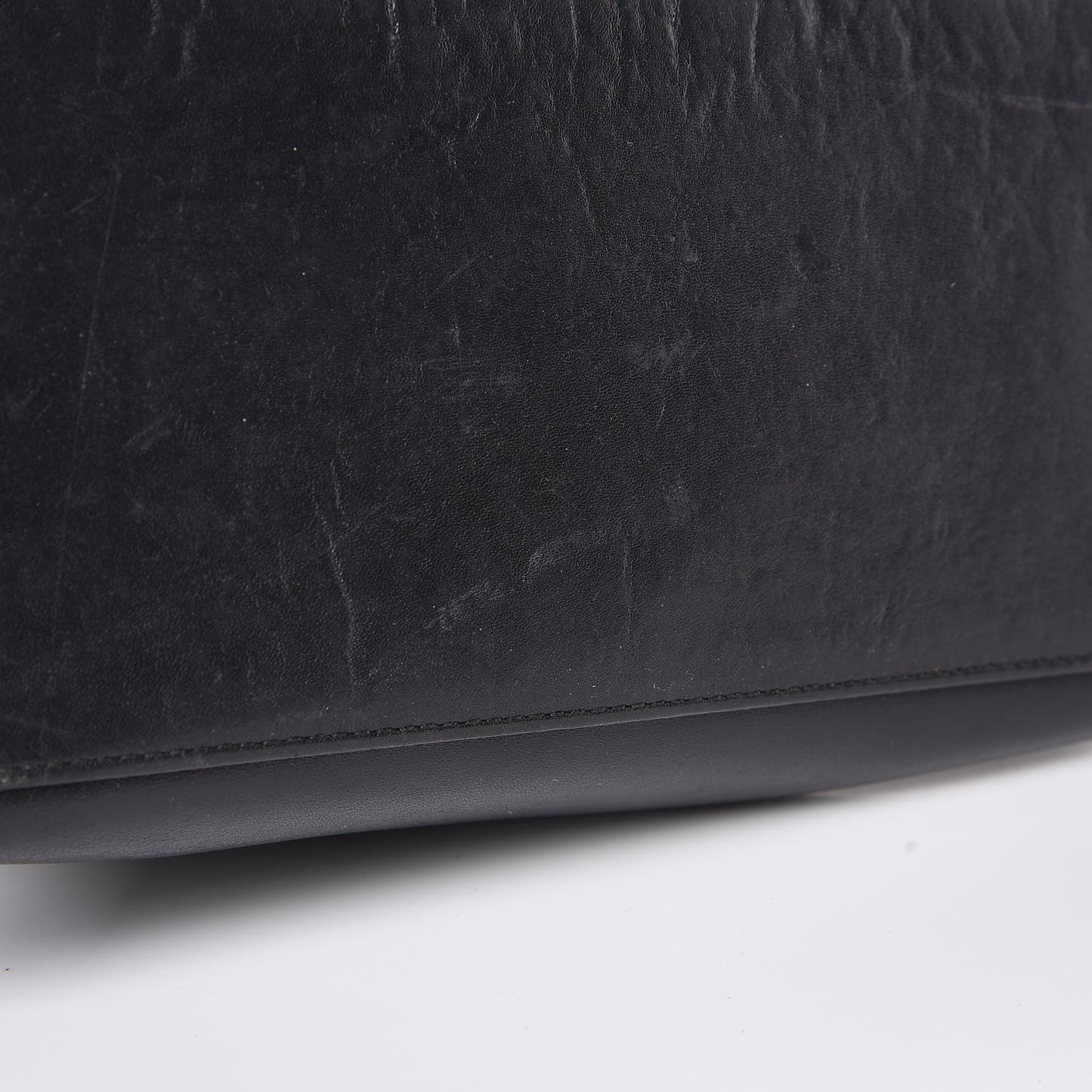 Calfskin Bamboo Handle Shoulder Bag Black