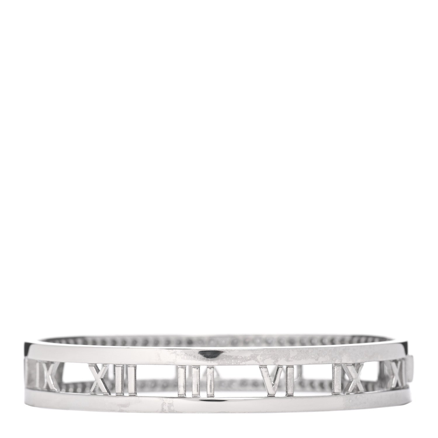 Tiffany 18K White Gold Diamond Atlas Open Hinged Bangle Bracelet 3 of 5