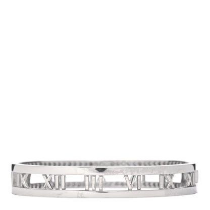 Tiffany 18K White Gold Diamond Atlas Open Hinged Bangle Bracelet 3 of 5