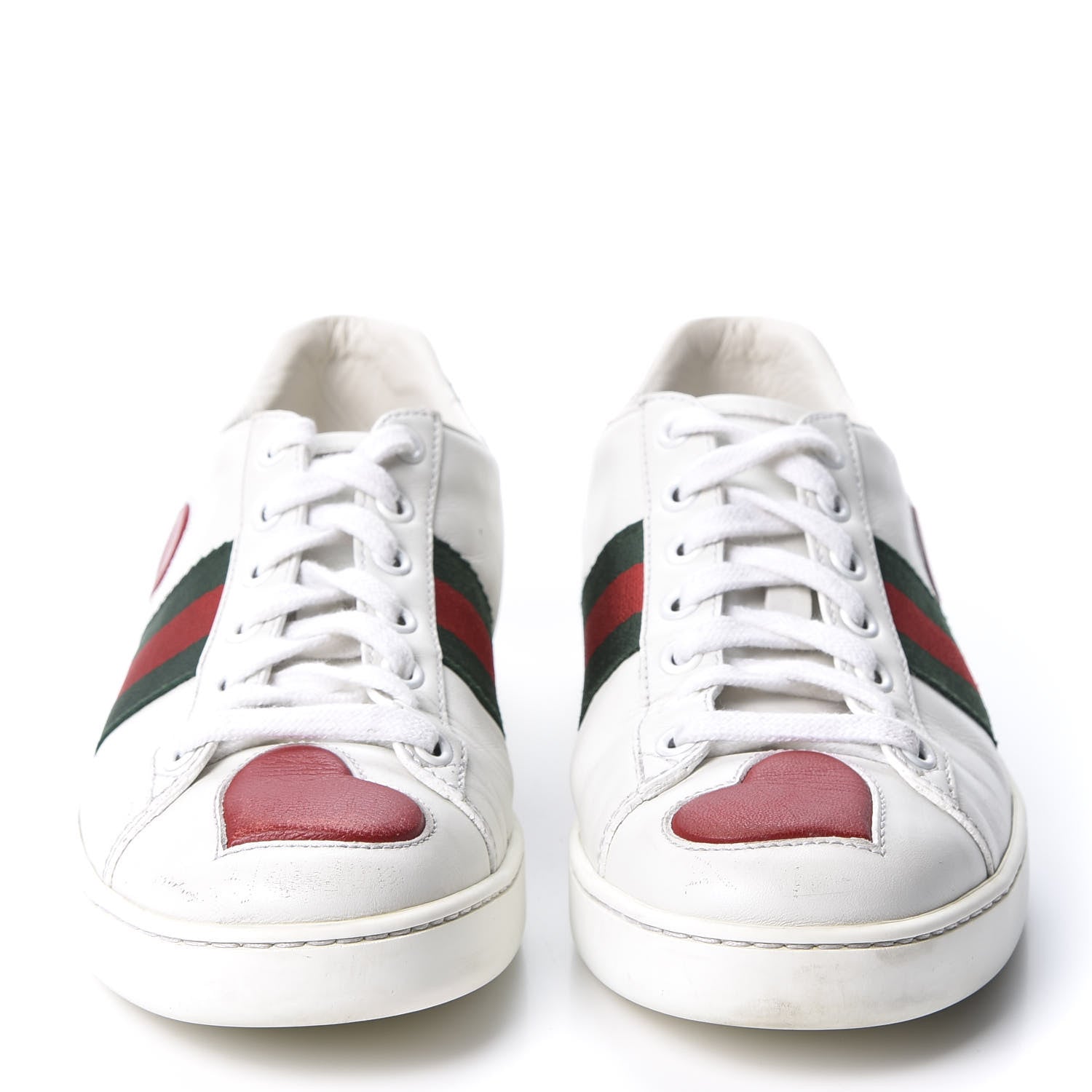 Gucci Calfskin Web Heart Embroidered Womens Ace Sneakers 37 White 2 of 10