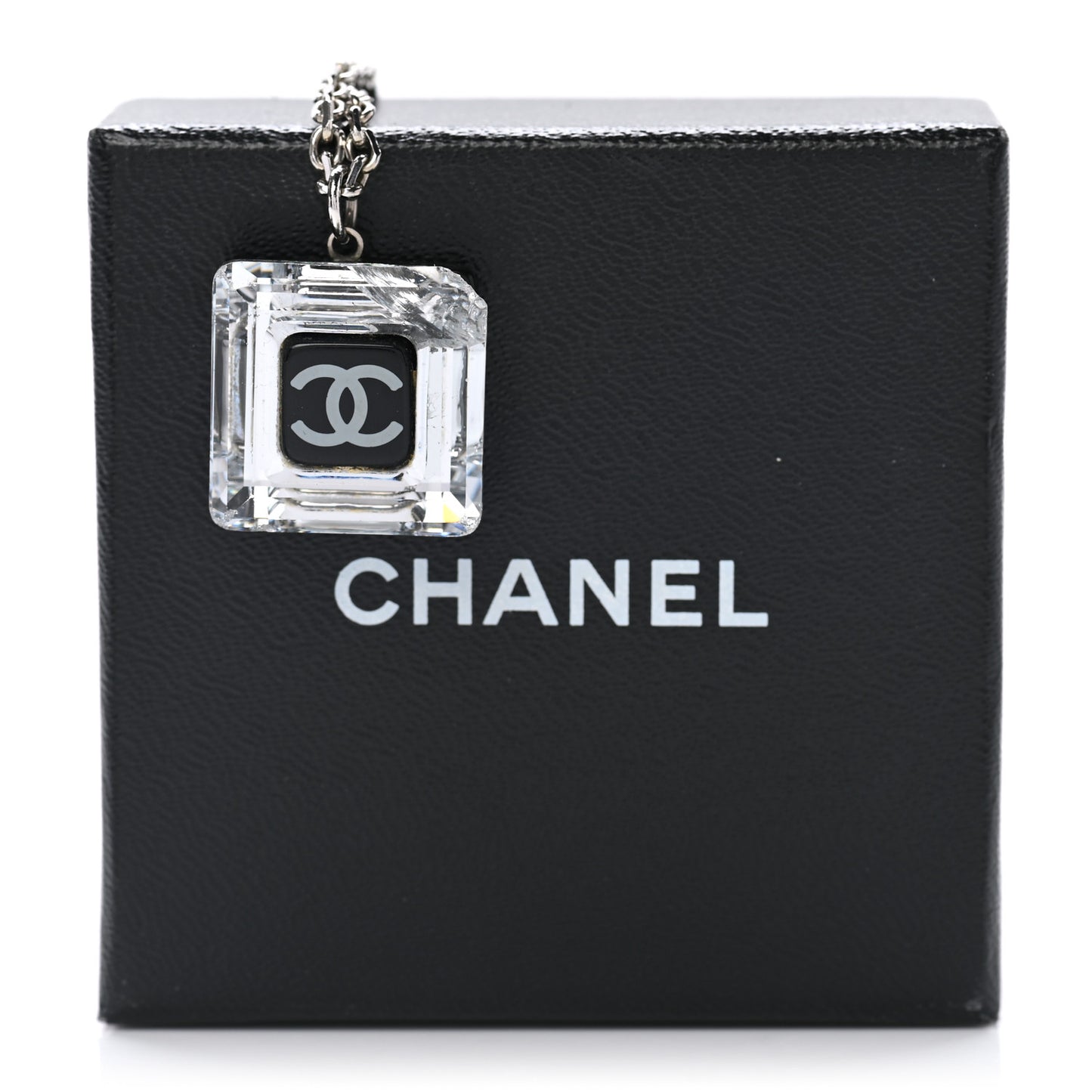 Lucite CC Square Charm Necklace