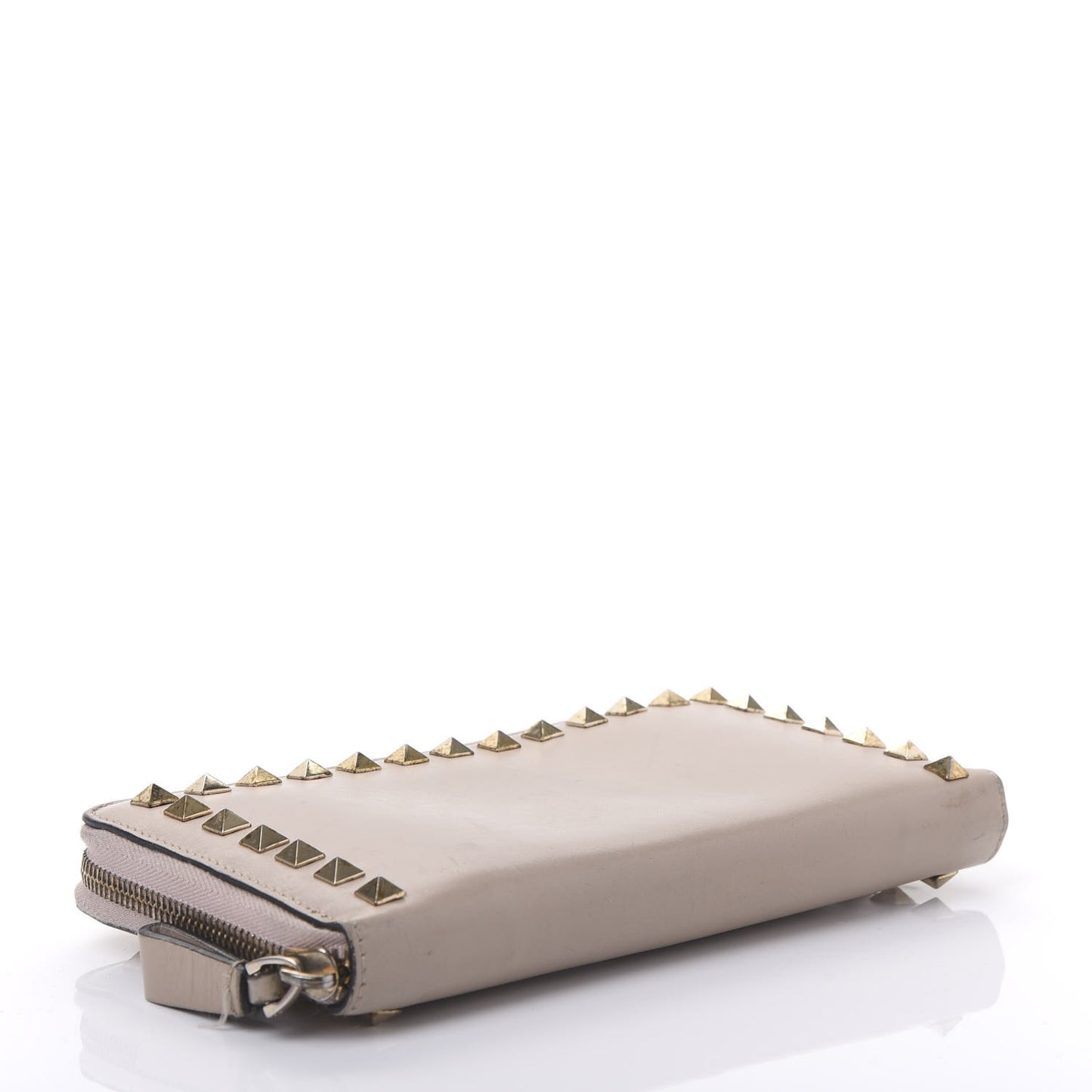 Calfskin Rockstud Zip Around Wallet Poudre