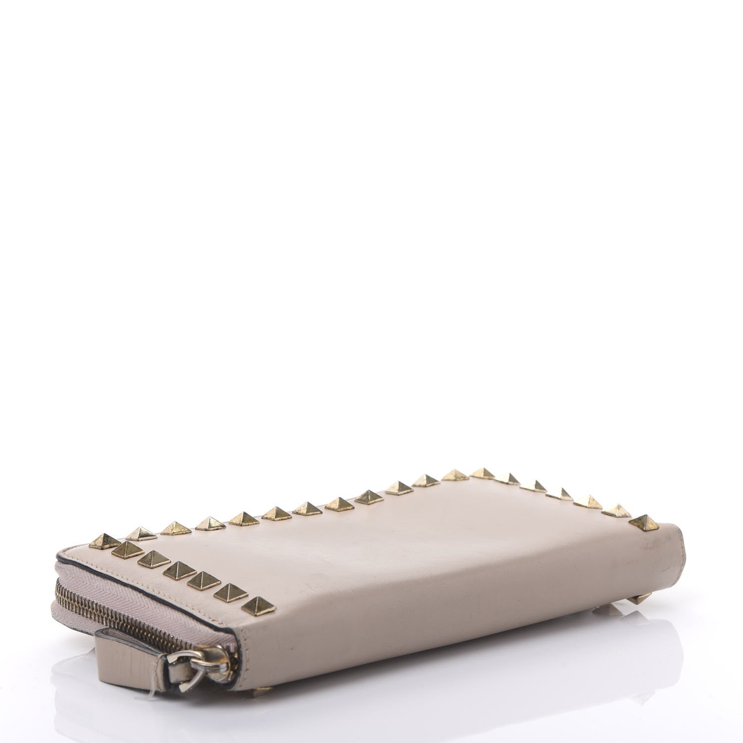Valentino Garavani Calfskin Rockstud Zip Around Wallet Poudre 4 of 14