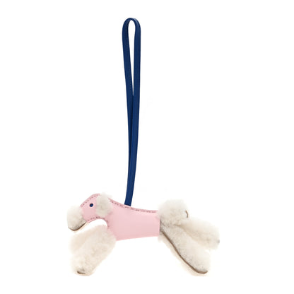 Hermes Milo Lambskin Shearling Budy Charm Rose Darling Bleu France 1 of 4