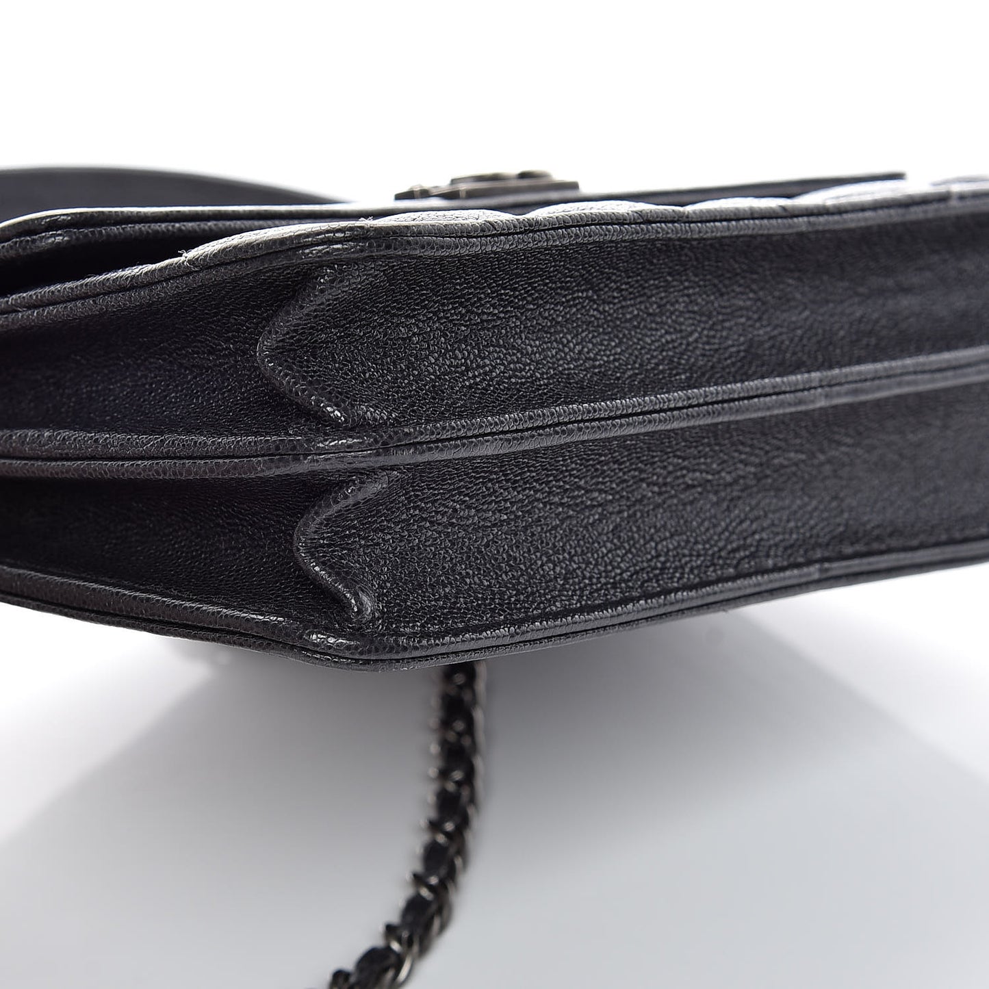 Caviar Quilted Square Boy Wallet On Chain WOC Charcoal