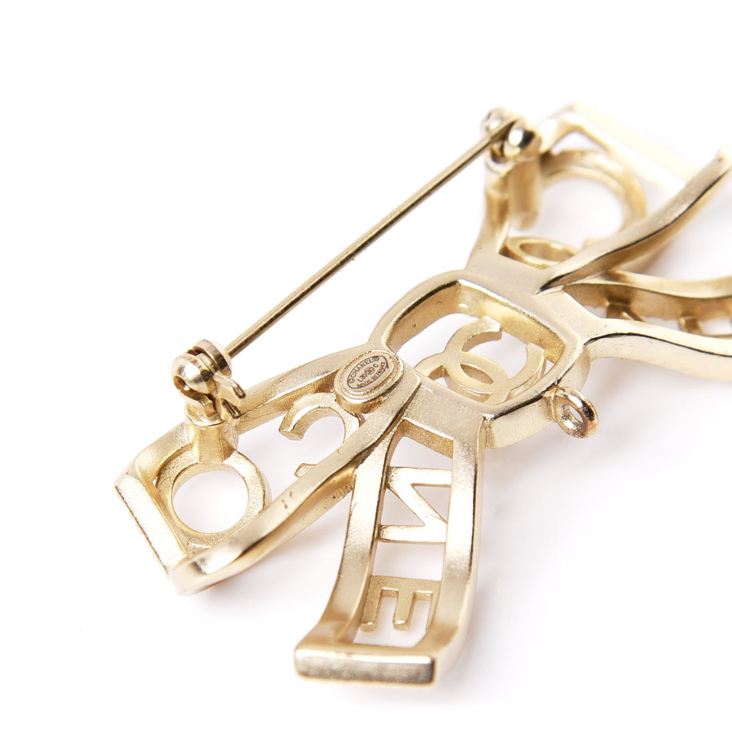 Chanel Metal Crystal Bow-tiful CC Birdcage Pin Brooch Gold 4 of 5