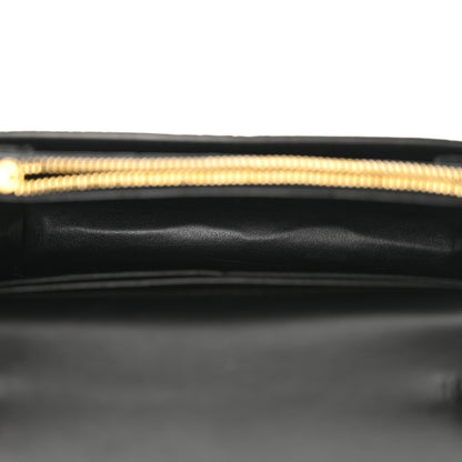 Saint Laurent Calfskin Crocodile Embossed Monogram Sunset Top Handle Chain Wallet Black 5 of 12