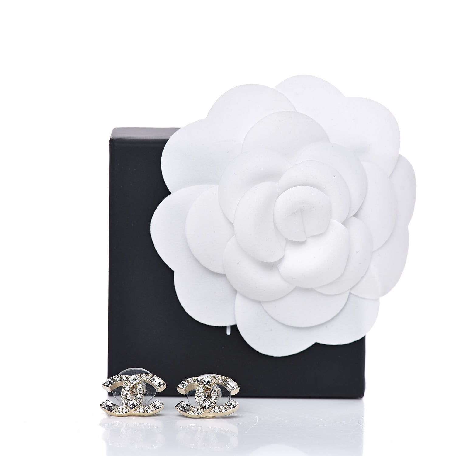 Chanel Crystal Baguette CC Earrings Gold 5 of 5