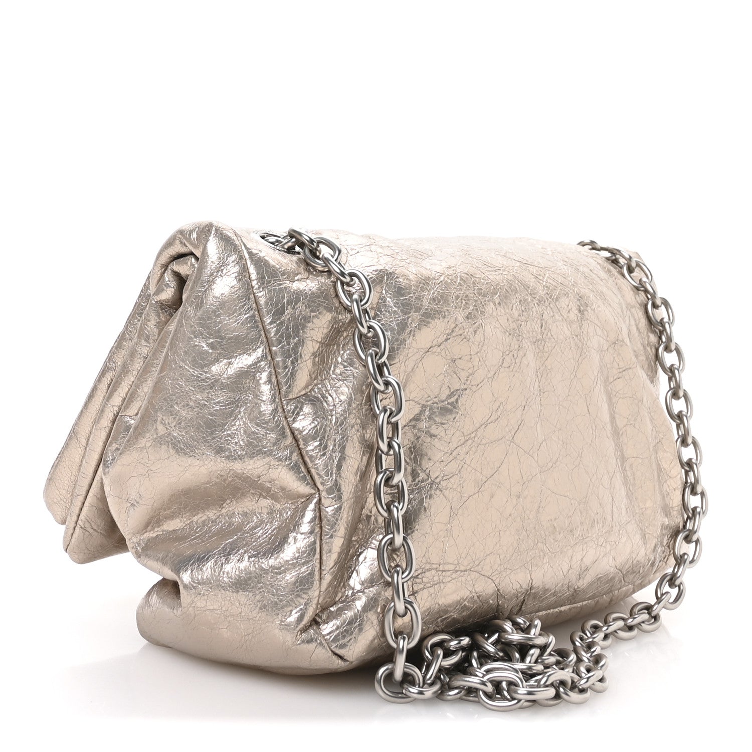 Balenciaga Metallized Arena Calfskin Small Monaco Chain Shoulder Bag Stone Beige 3 of 11