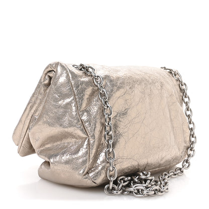 Balenciaga Metallized Arena Calfskin Small Monaco Chain Shoulder Bag Stone Beige 3 of 11
