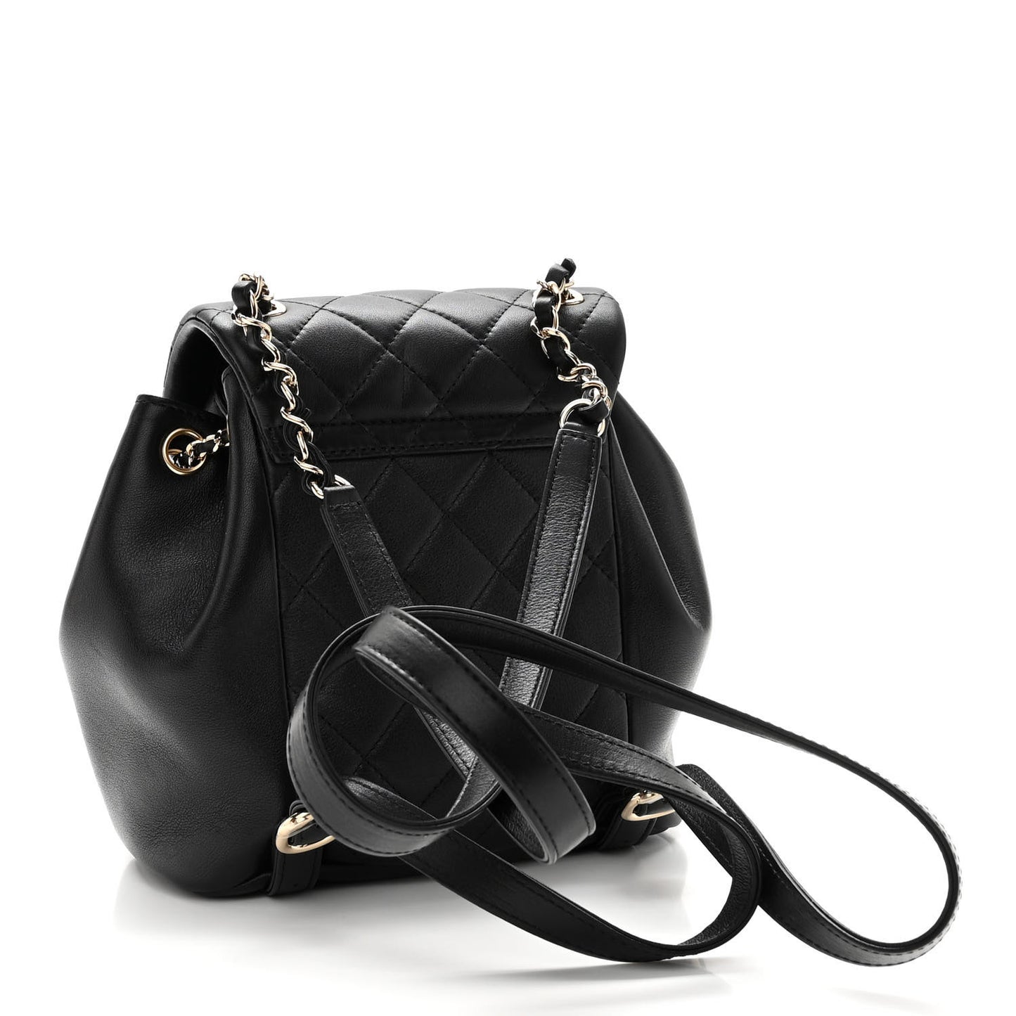Lambskin Quilted Small Duma Drawstring Backpack Black