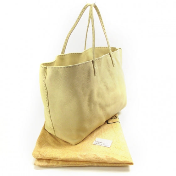 Fendi Calfskin Romano Selleria Shopper Tote Buttercream 3 of 9