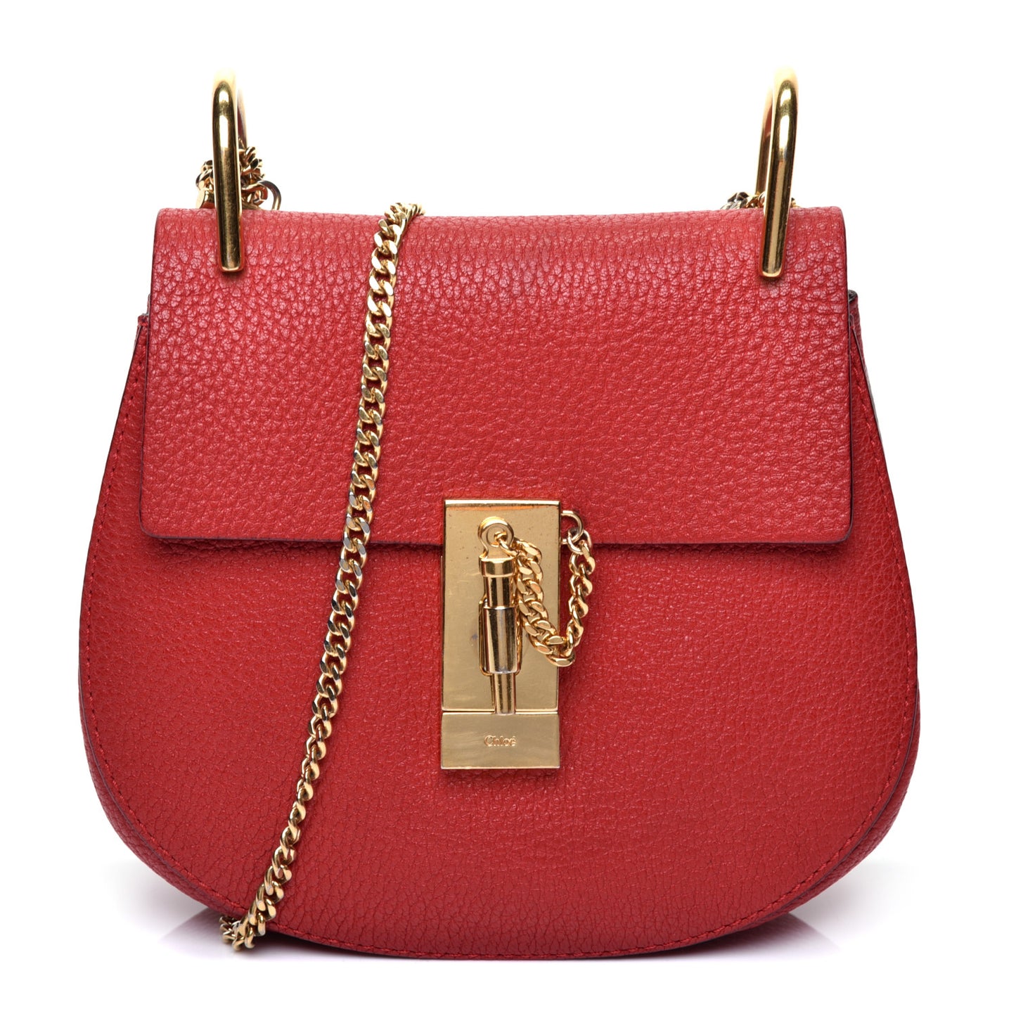 Grained Lambskin Mini Drew Shoulder Bag Plaid Red