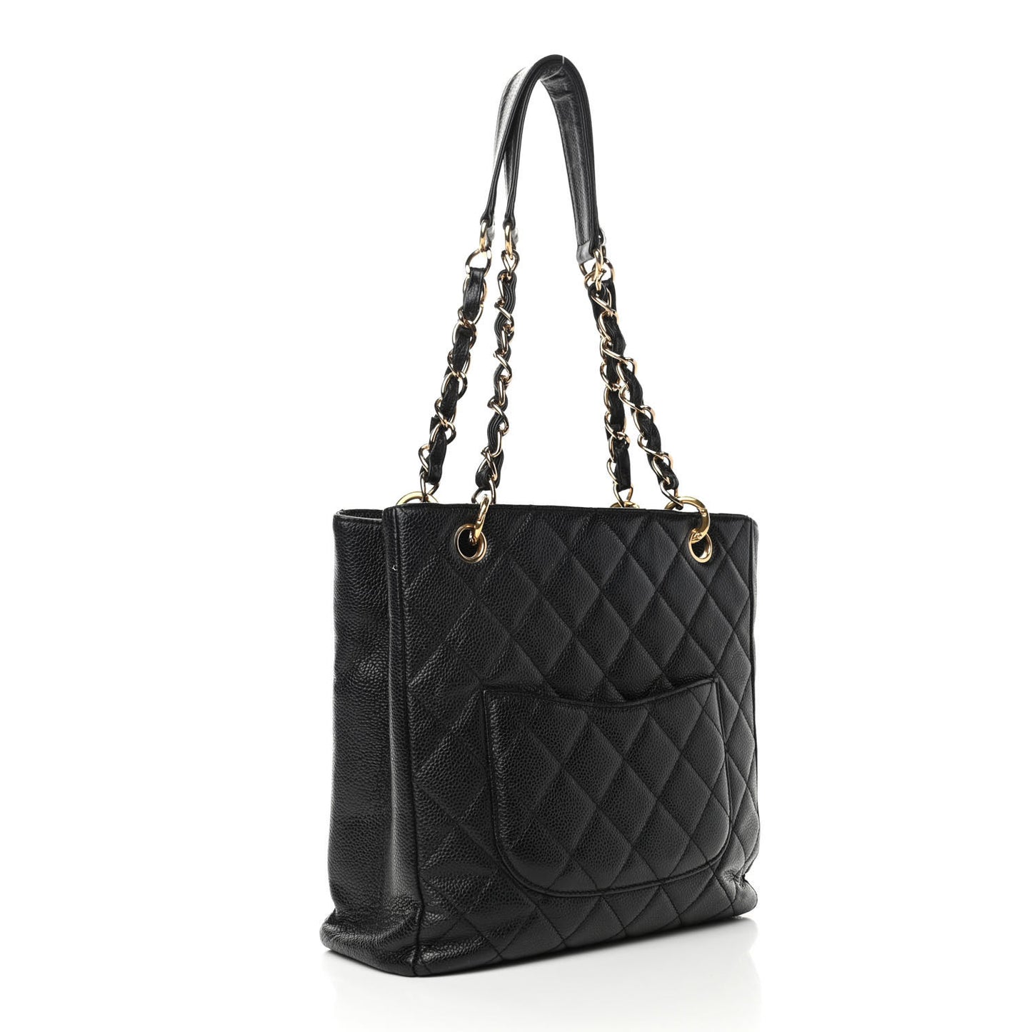 Caviar Quilted Petit Shopping Tote PST Black