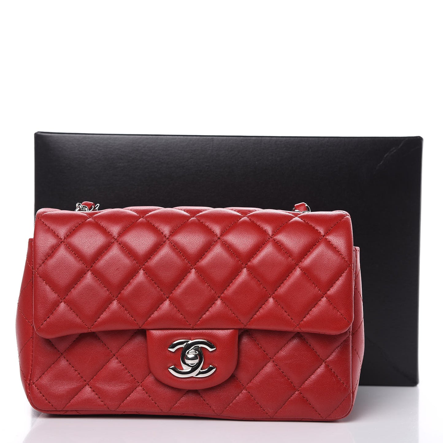 Lambskin Quilted Mini Rectangular Flap Red