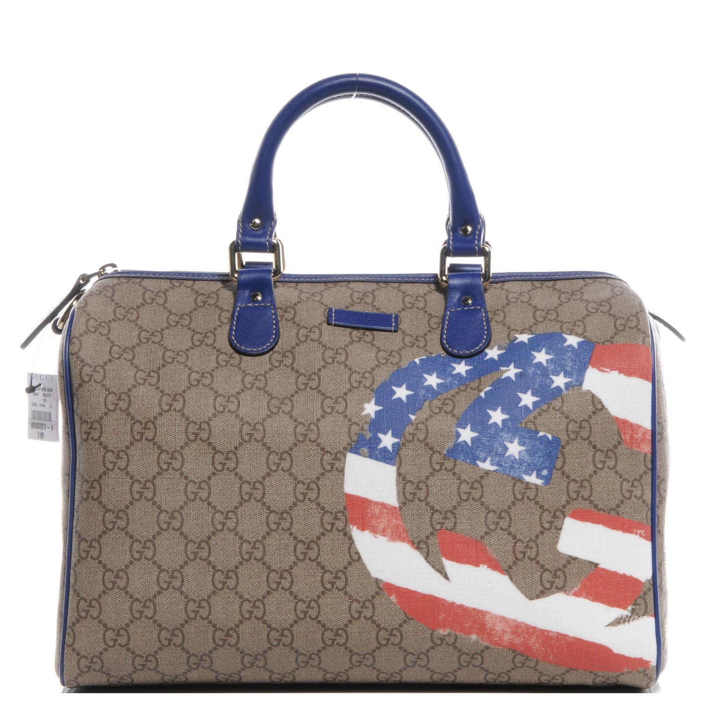 GG Plus Monogram Medium Boston USA Flag Unicef Duffle Blue