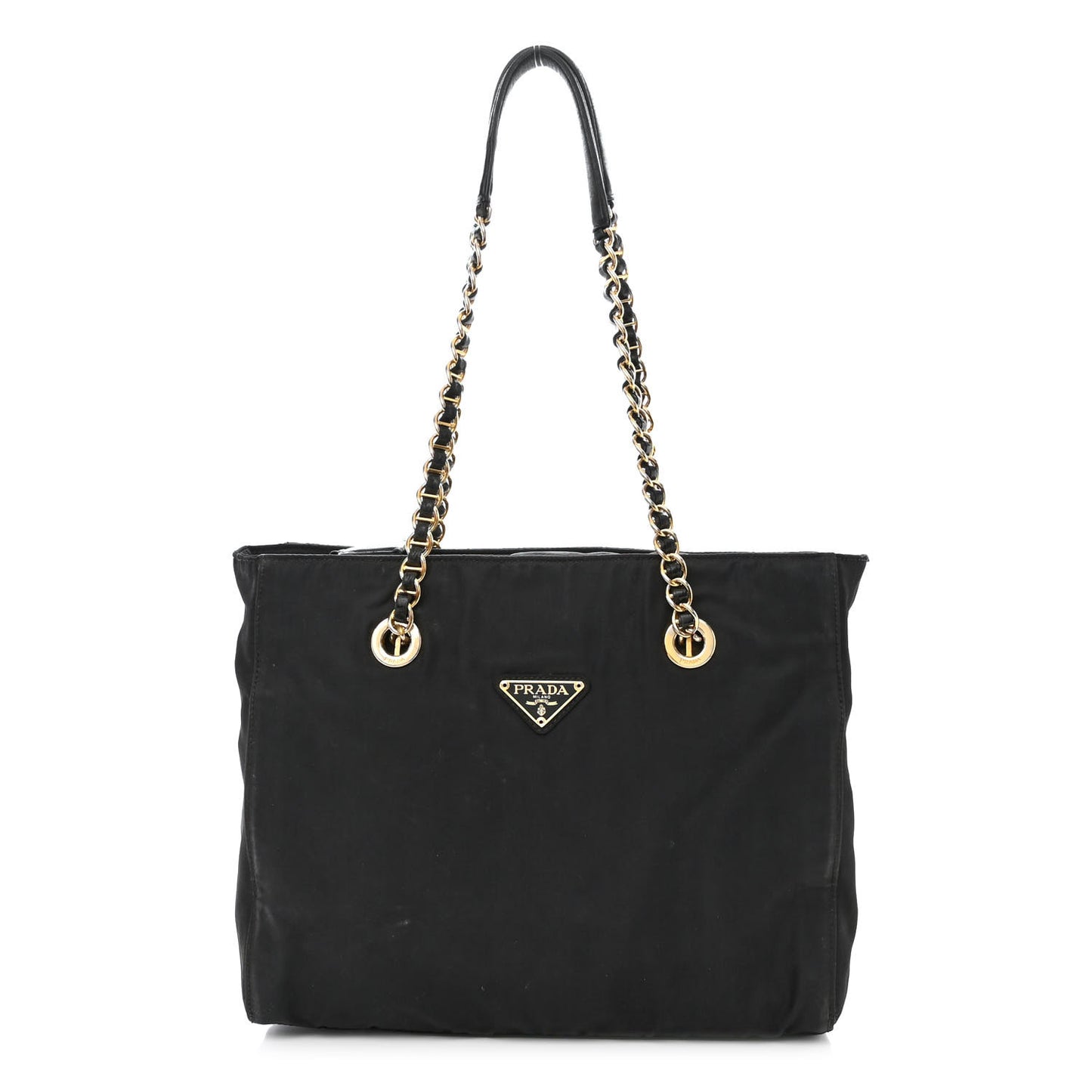 Tessuto Nylon Chain Shoulder Bag Black