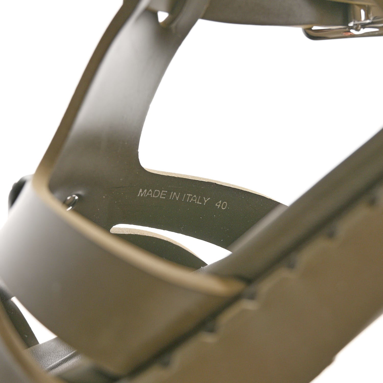 Prada Foam Rubber Metal Triangle Logo 50mm Cage Sandals 40 Militare 7 of 9