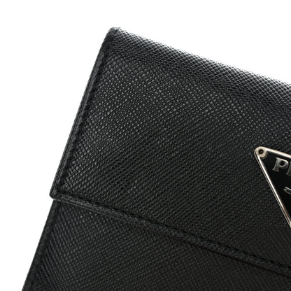 Prada Saffiano Tri-Fold Compact Wallet Black 10 of 10
