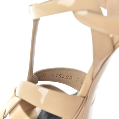 Saint Laurent Patent Tribute 75 Platform Sandals 35.5 Nude Powder 10 of 11