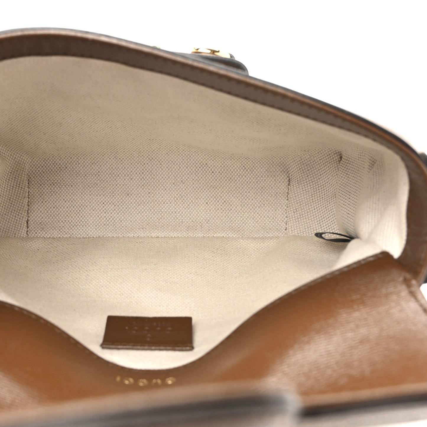 GG Supreme Monogram Web Mini Horsebit 1955 Shoulder Bag Beige Brown Sugar