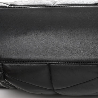Saint Laurent Lambskin Quilted Medium Loulou Puffer Monogram Chain Satchel Black 11 of 13