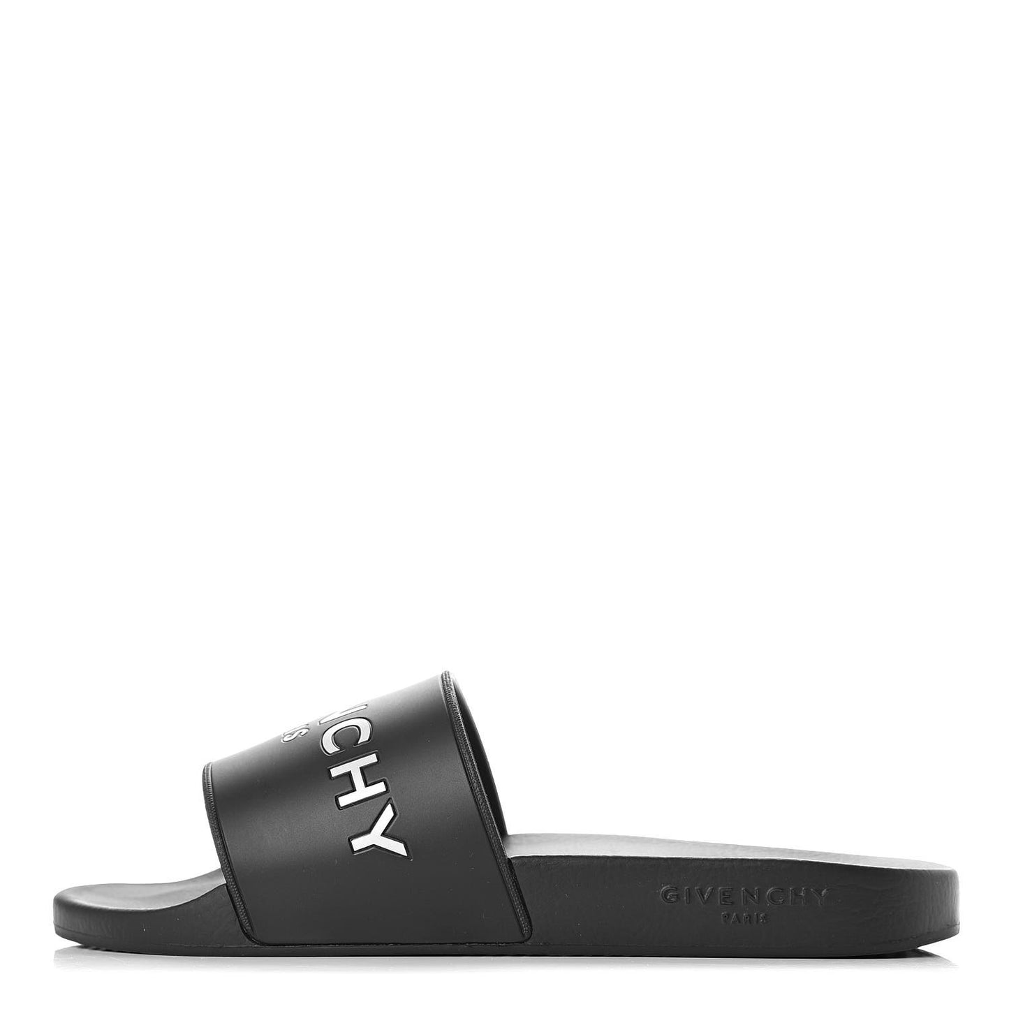 Rubber Logo Pool Slide Sandals 41 Black