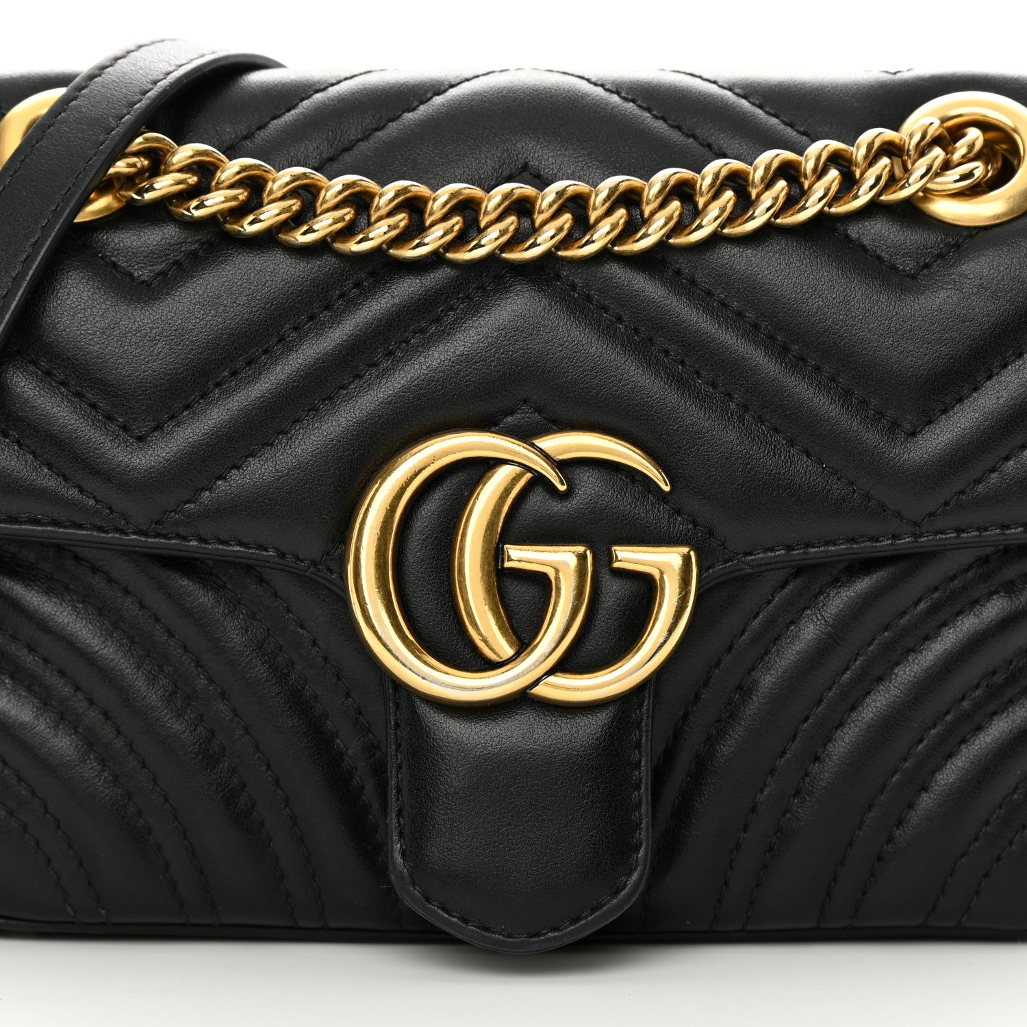 Gucci Calfskin Matelasse Mini GG Marmont Shoulder Bag Black 8 of 13