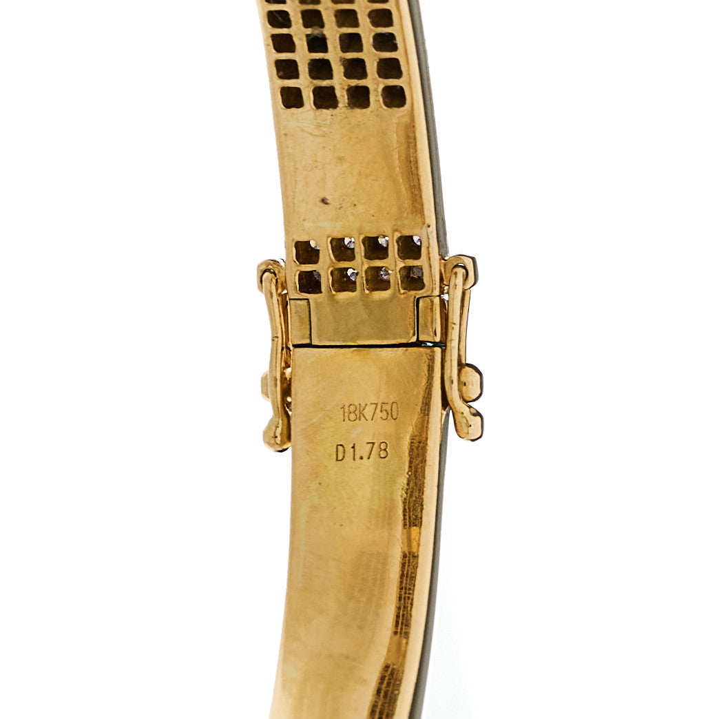 18K Rose Gold Diamond Spikes Oval Bangle Bracelet