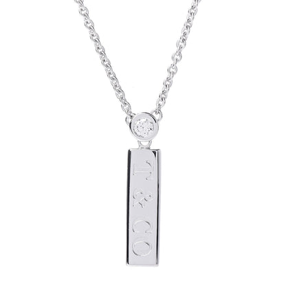 Tiffany 18K White Gold Diamond Bar Pendant Necklace 4 of 7