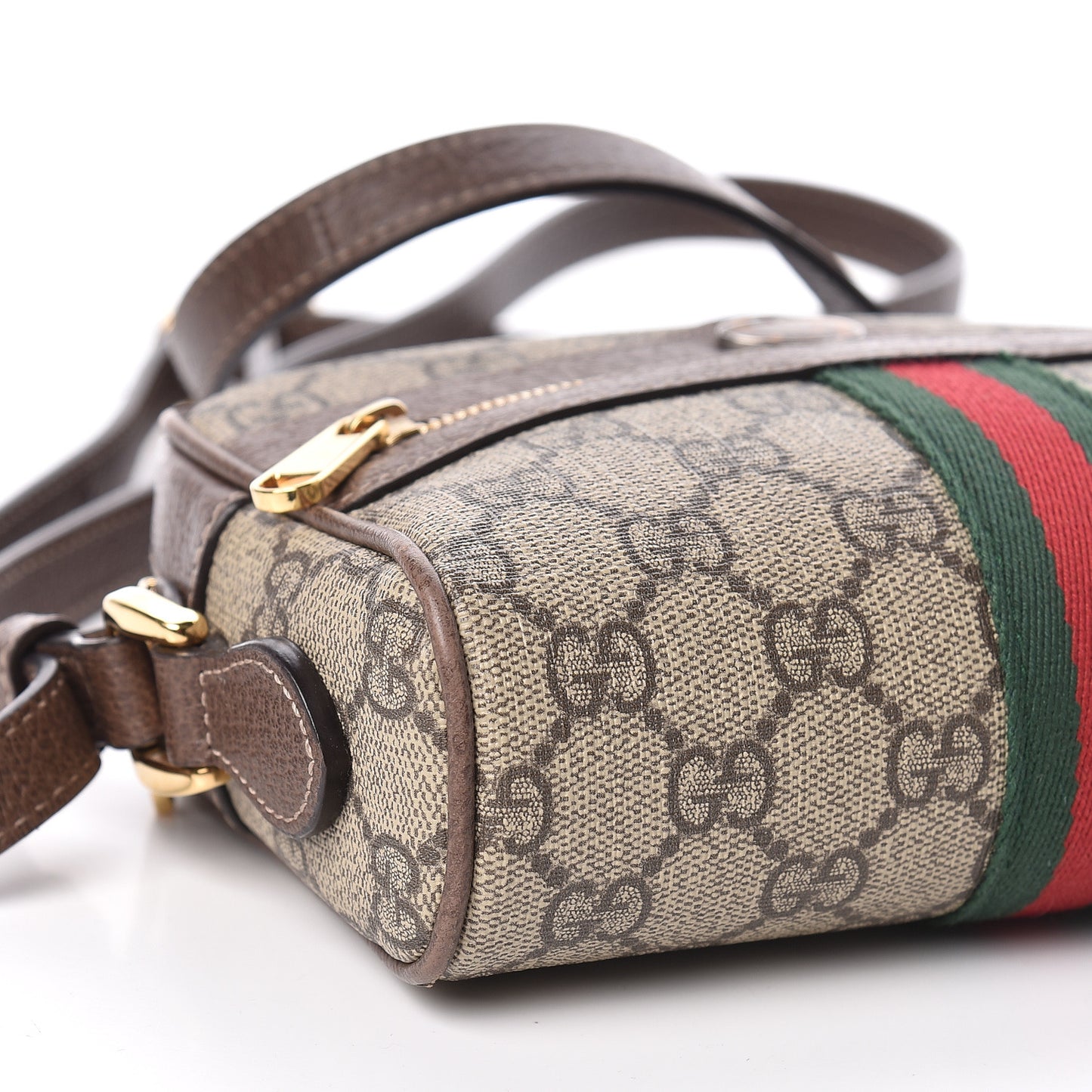 GG Supreme Monogram Web Mini Ophidia Shoulder Bag Brown
