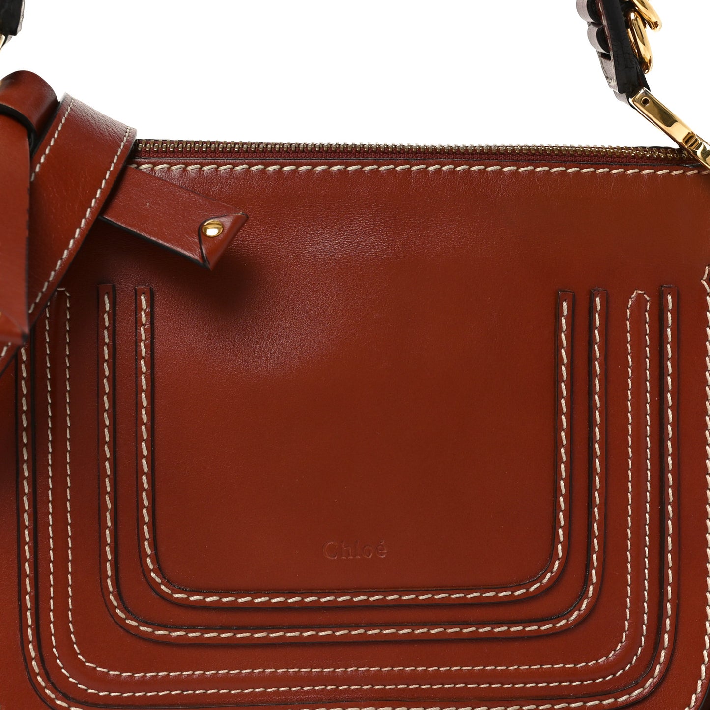 Calfskin Marcie Top Handle Bag Sepia
