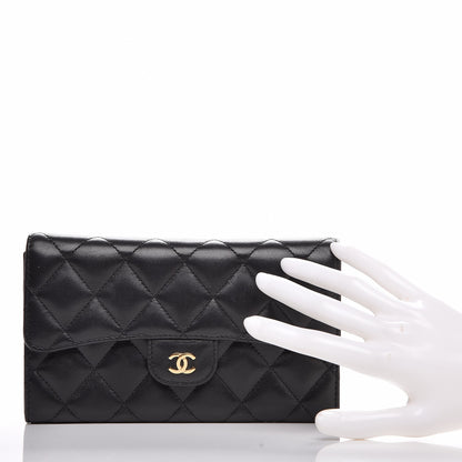 Chanel Lambskin Quilted Large Flap Wallet Black 2 of 11