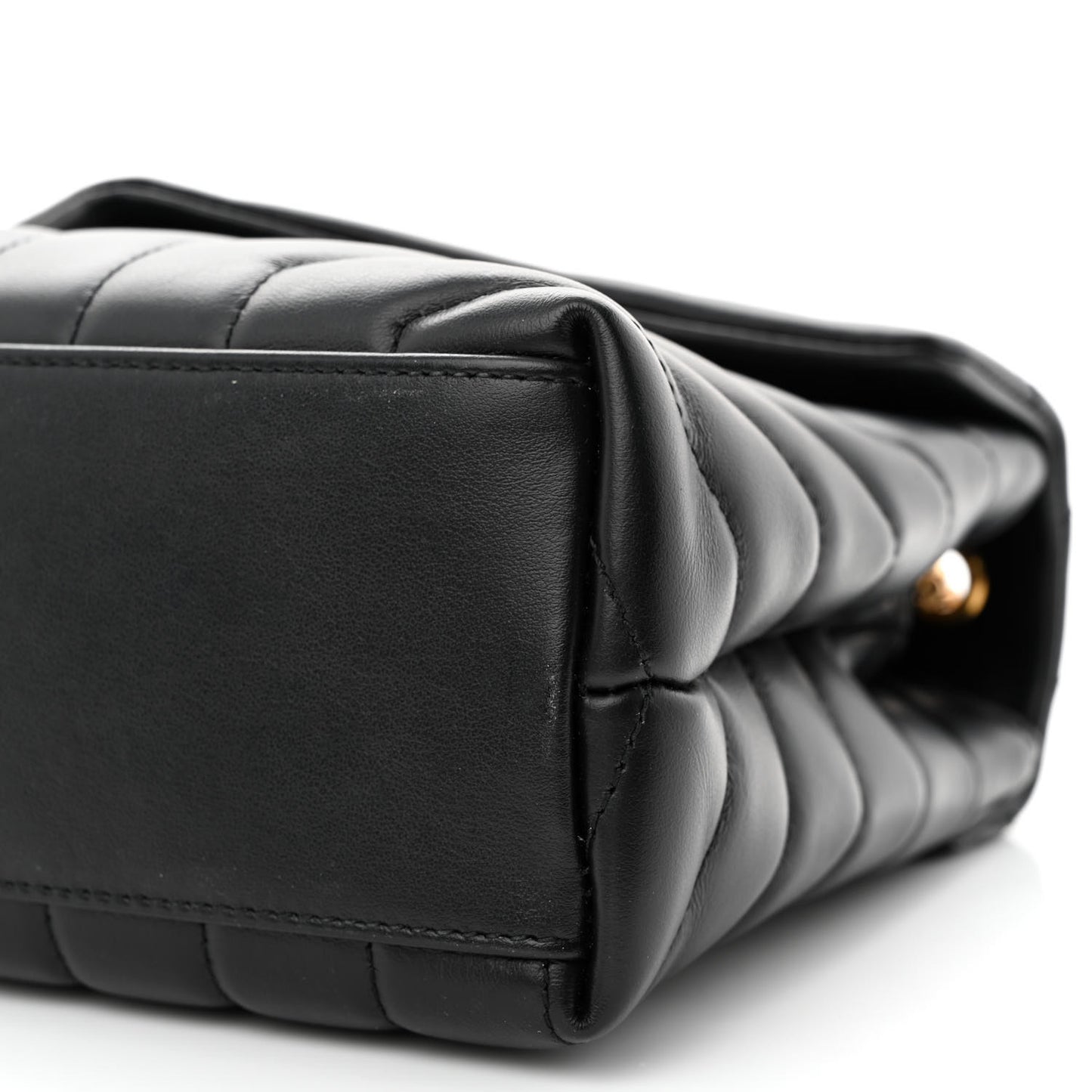 Calfskin Y Quilted Monogram Small Loulou Chain Satchel Black