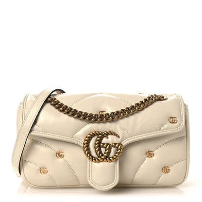 Gucci Nappa Matelasse Double G Studs Small Torchon GG Marmont Shoulder Bag Mystic White 1 of 11
