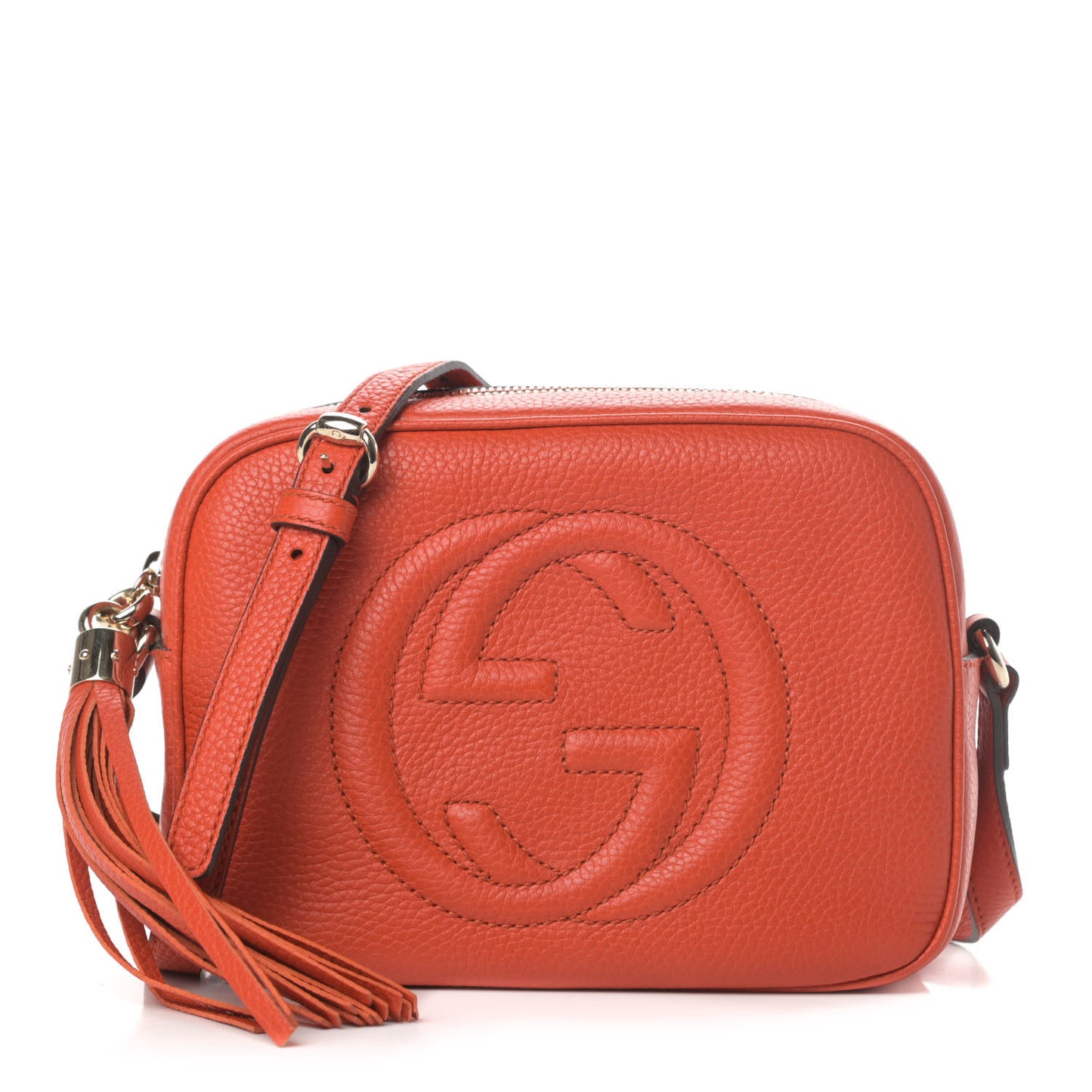 Pebbled Calfskin Small Soho Disco Bag Sun Orange