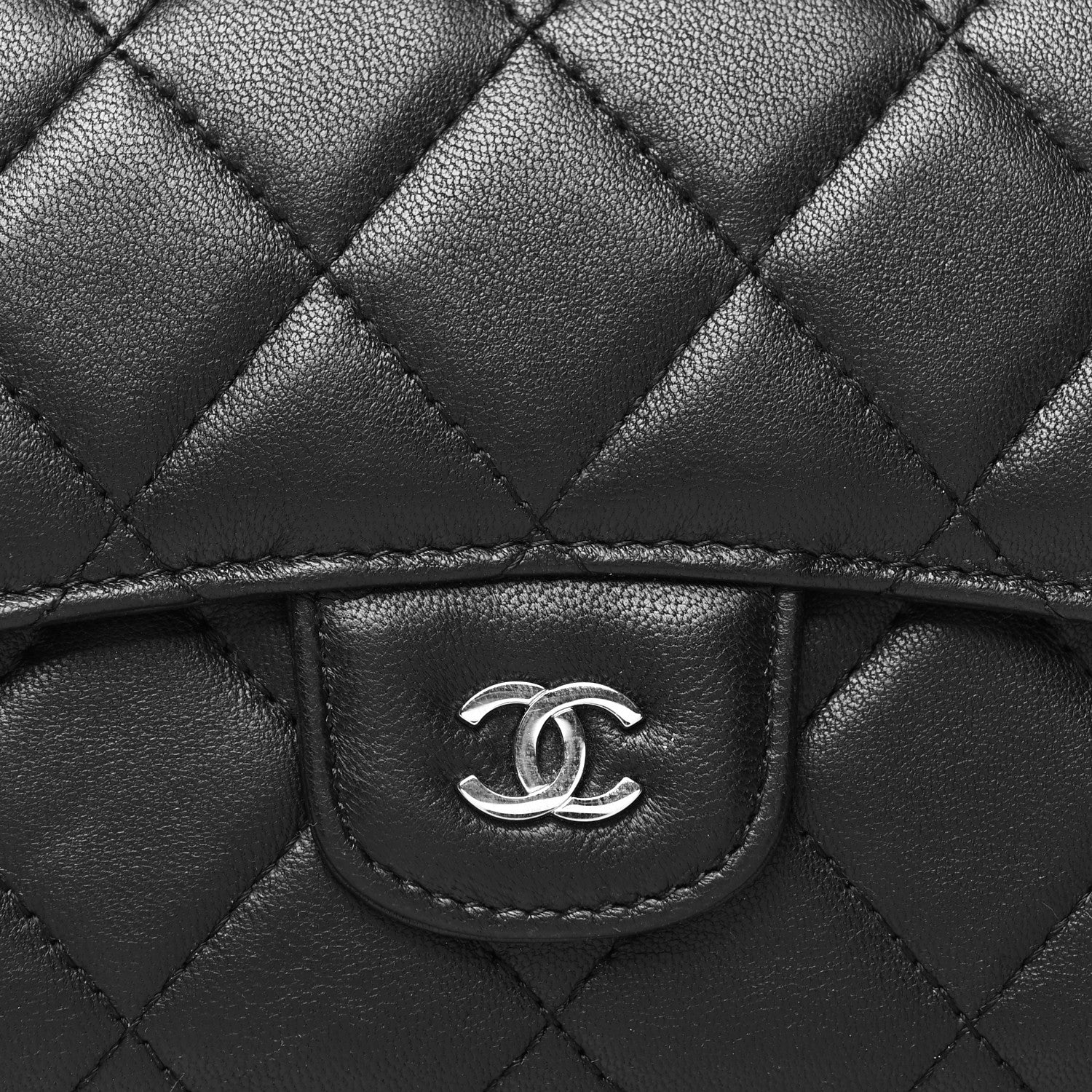 Chanel Lambskin Quilted Large Flap Wallet Black 10 of 13