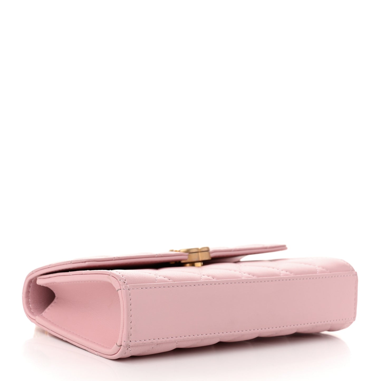 Lambskin Enamel Quilted Top Handle Flap Phone Holder With Chain Pink