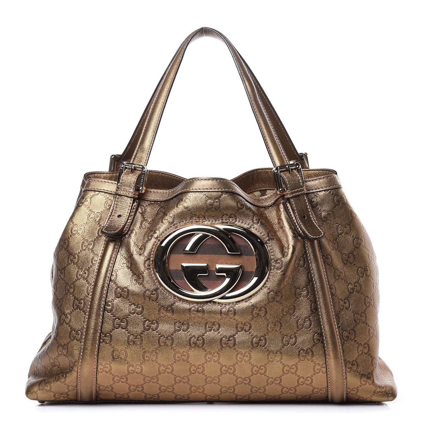 Metallic Guccissima Medium Britt Tote Gold