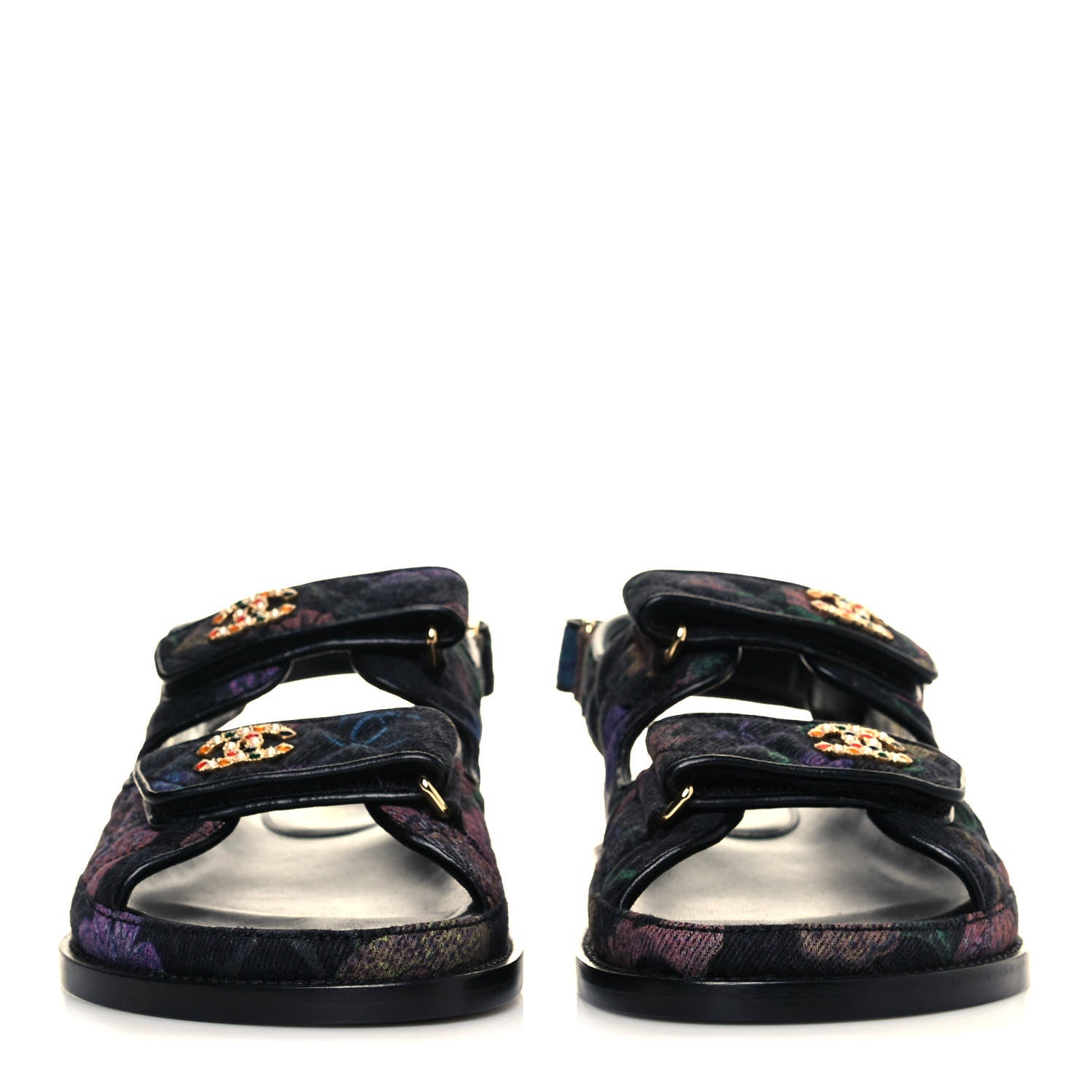 Chanel Denim Quilted Dad Sandals 37 Black Multicolor 2 of 10