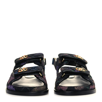 Chanel Denim Quilted Dad Sandals 37 Black Multicolor 2 of 10