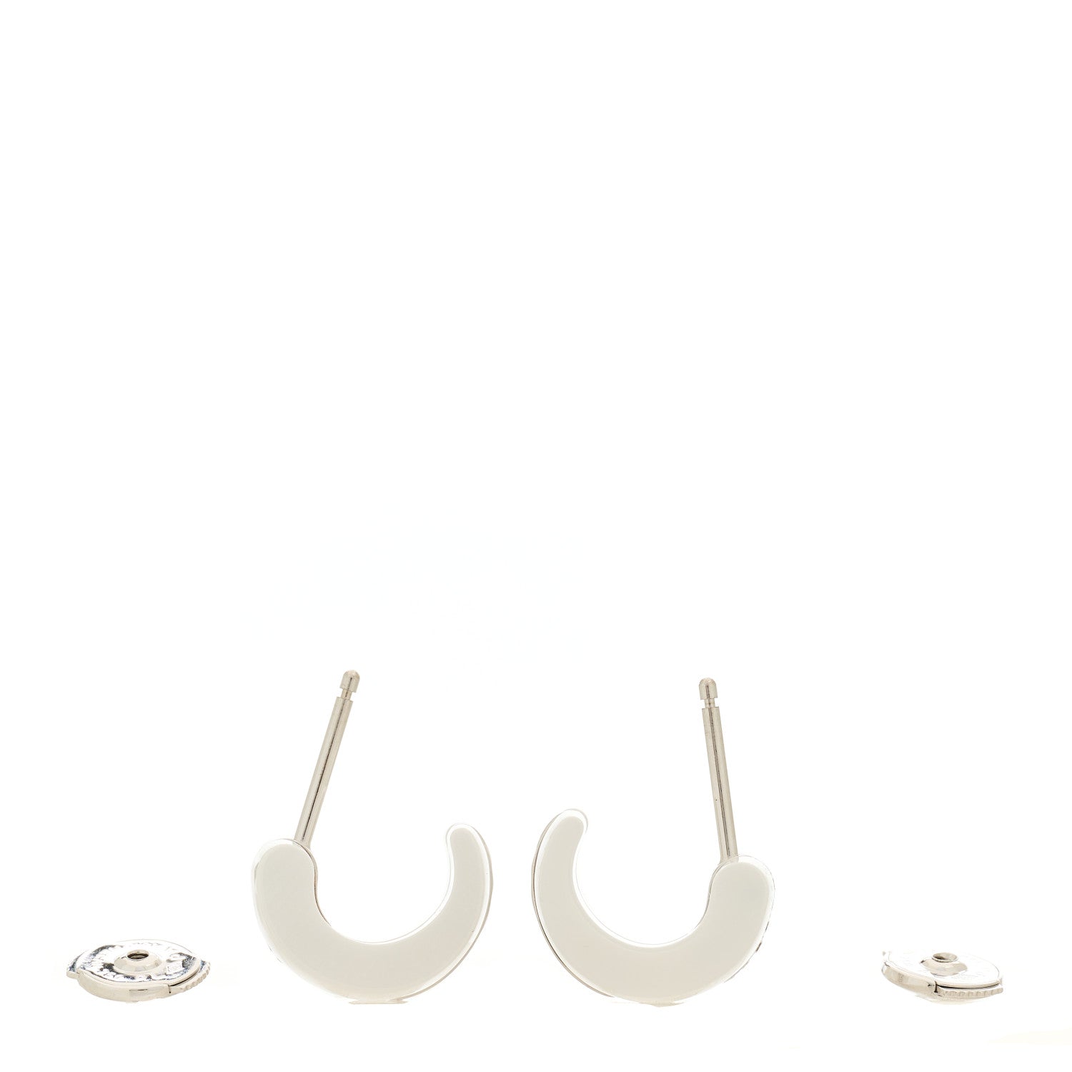 Chanel 18K White Gold Diamond Ceramic Ultra Hoop Earrings White 3 of 5