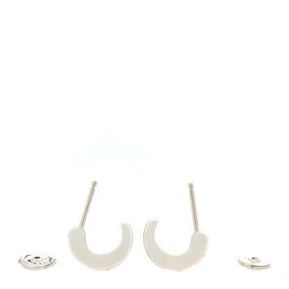Chanel 18K White Gold Diamond Ceramic Ultra Hoop Earrings White 3 of 5