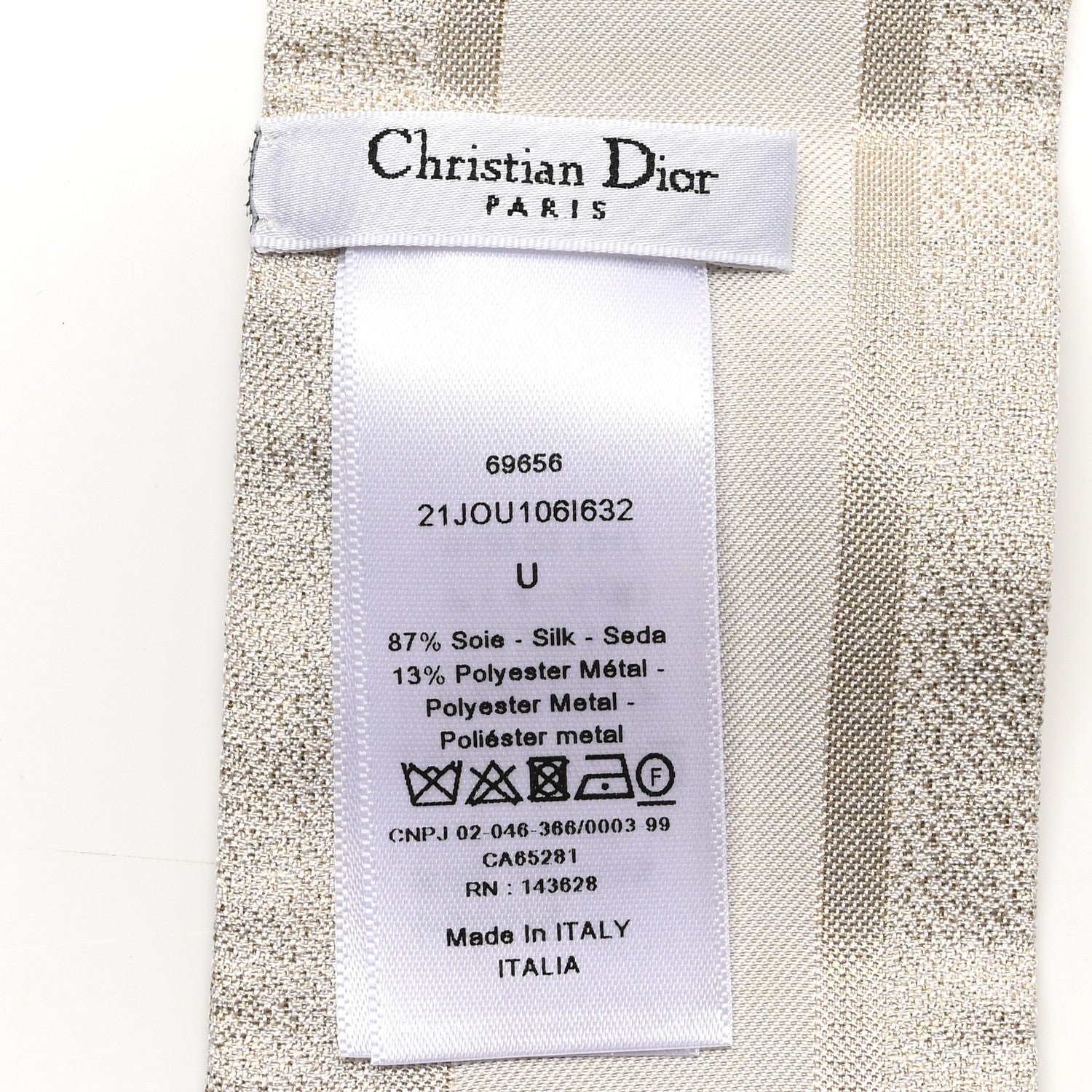 Christian Dior Silk Toile De Jouy Mitzah Scarf White Gold 3 of 3